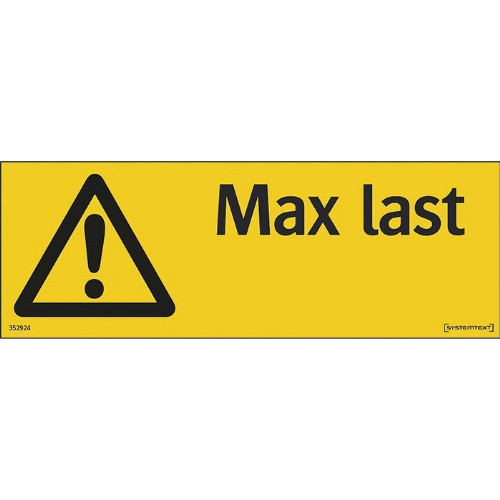 Skylt max last kg