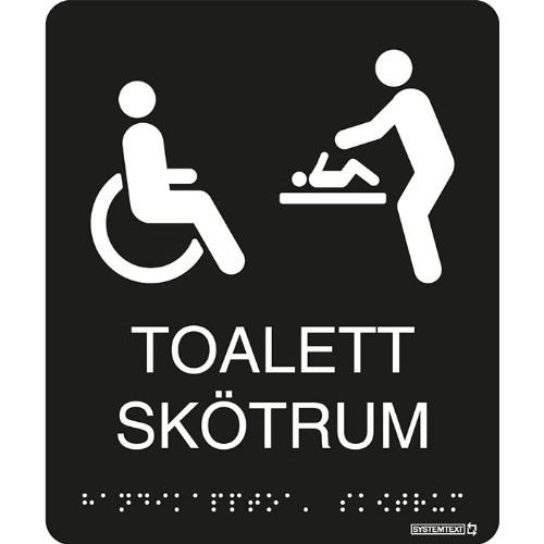 Skylt taktil RWC/Skötrum funktionsnedsättning