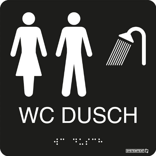 Skylt taktil WC/dusch dam/herr