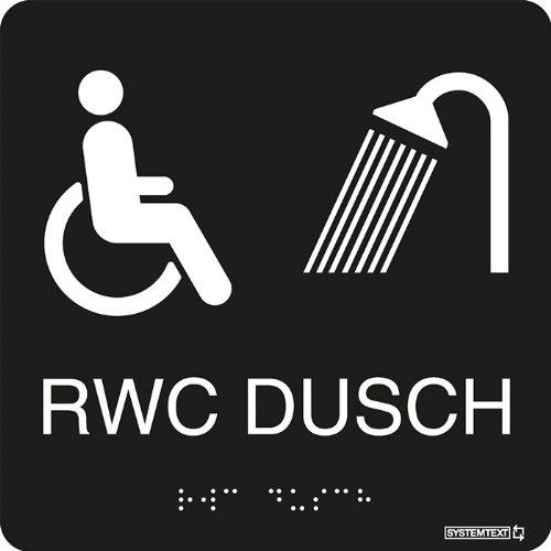 Skylt taktil RWC dusch