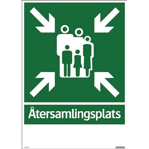 Skylt återsamlingsplats
