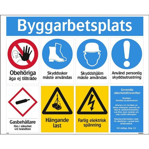 Kombinationsskylt byggarbetsplats